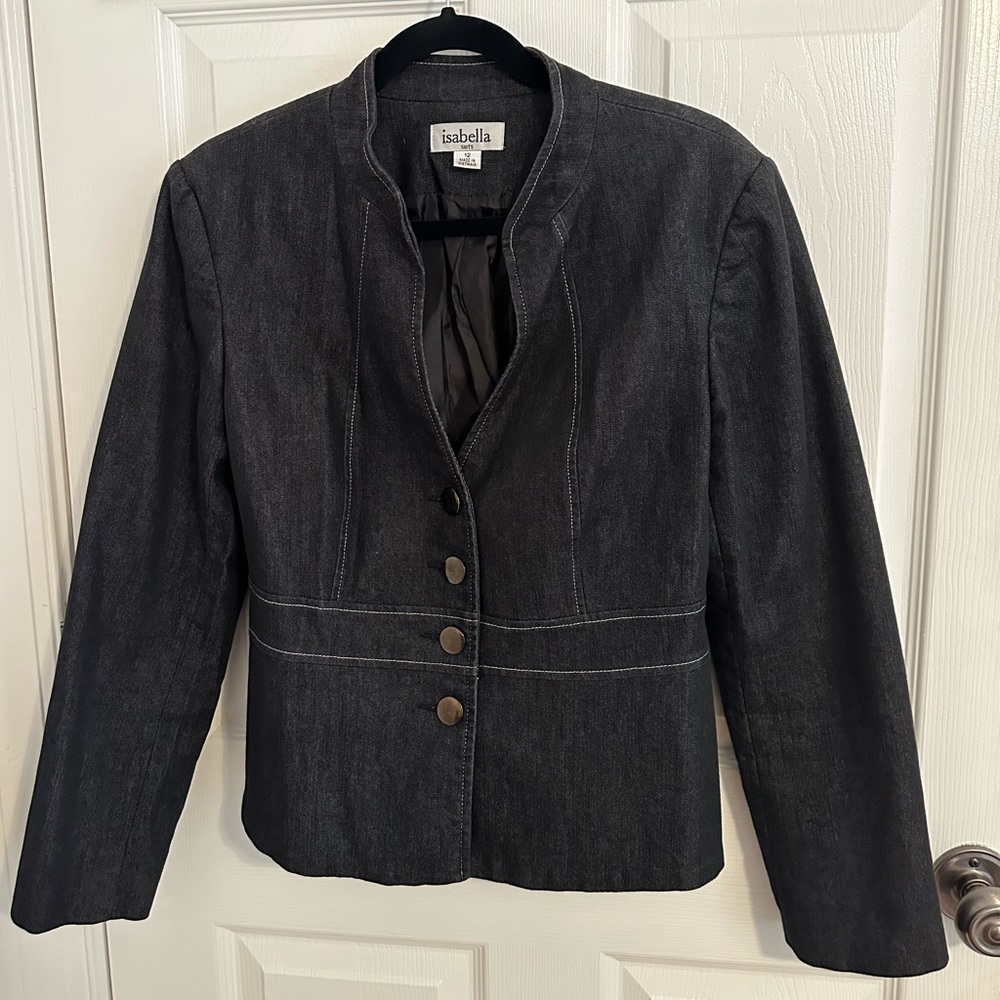 Denim Blazer with Tie Detail